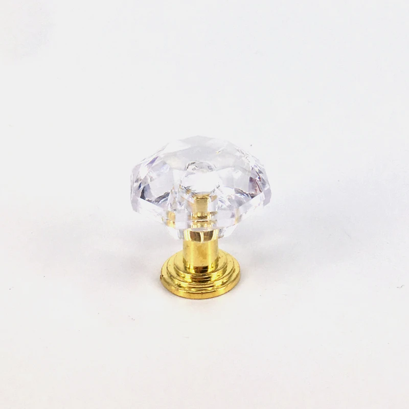 25mm צורת יהלום יוקרתי מוזהב קופסת תכשיטים משוך את הידית מיני שקוף מגירה מושך אקרילי ידית קריסטל ידיות הממשלה