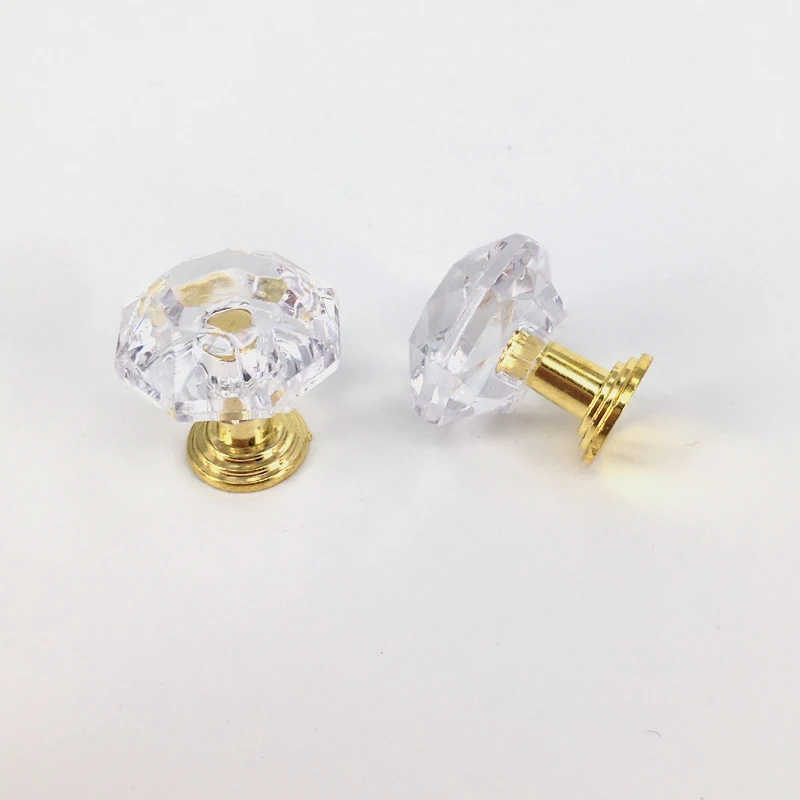 25mm צורת יהלום יוקרתי מוזהב קופסת תכשיטים משוך את הידית מיני שקוף מגירה מושך אקרילי ידית קריסטל ידיות הממשלה