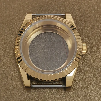 39mm שעון התיק שן טבעת רודיום אלקטרוליטי רוז זהב פלדה משובחת מקרה 316L ספיר זכוכית הרכבה מתאים NH35 NH35 תנועה