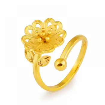 HOYON 18k קנס זהב טהור צבע טבעת תכשיטים קמליה דיוק גבוהה חיקוי טבעת זהב חדשה חלולה של נשים אופנה תכשיטים מתנה