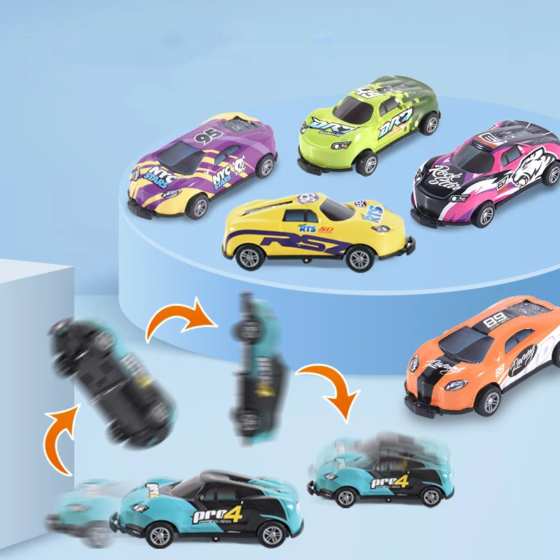 1-2PCS קפיצות פעלולים מכונית צעצוע סגסוגת לסגת הרכב הפליטה מכונית פעלולים פליפ 360 