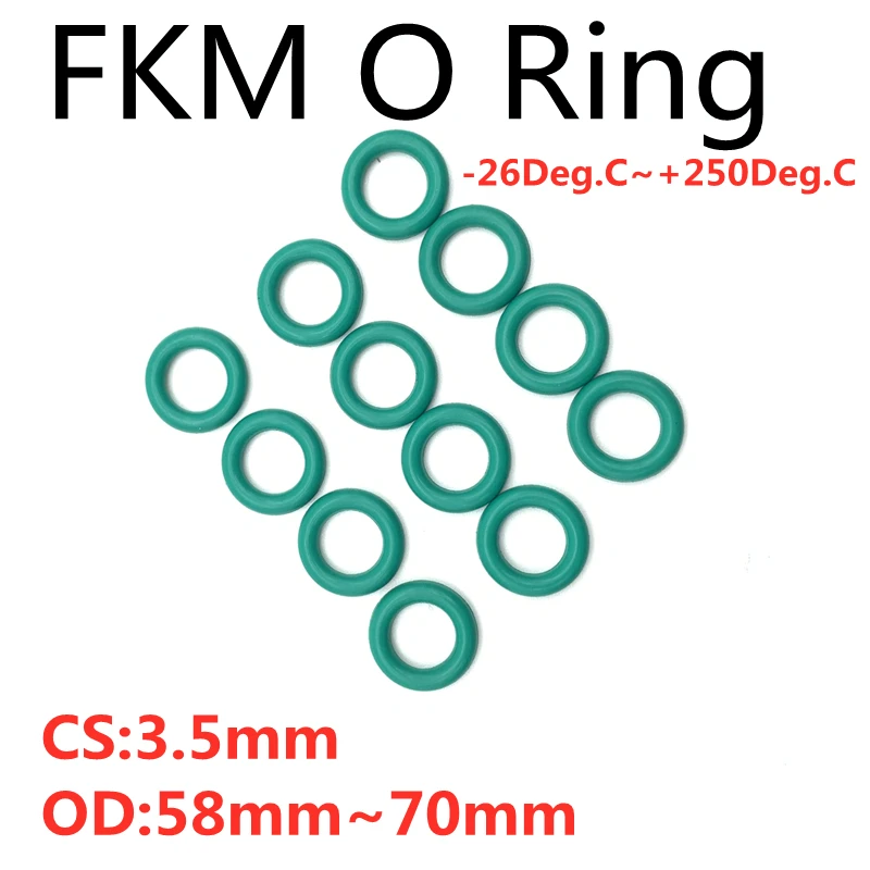 50pcs ירוק FKM O טבעת איטום אטמים CS 3.5 מ 