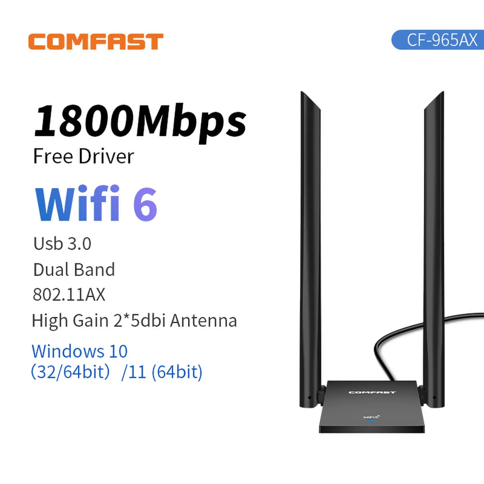Comfast WiFi 6 מתאם USB כפול הלהקה AX1800 USB3.0 אלחוטית Wi-Fi דונגל נסיעה חינם כרטיס רשת WiFi6 מתאם שולחן עבודה נייד