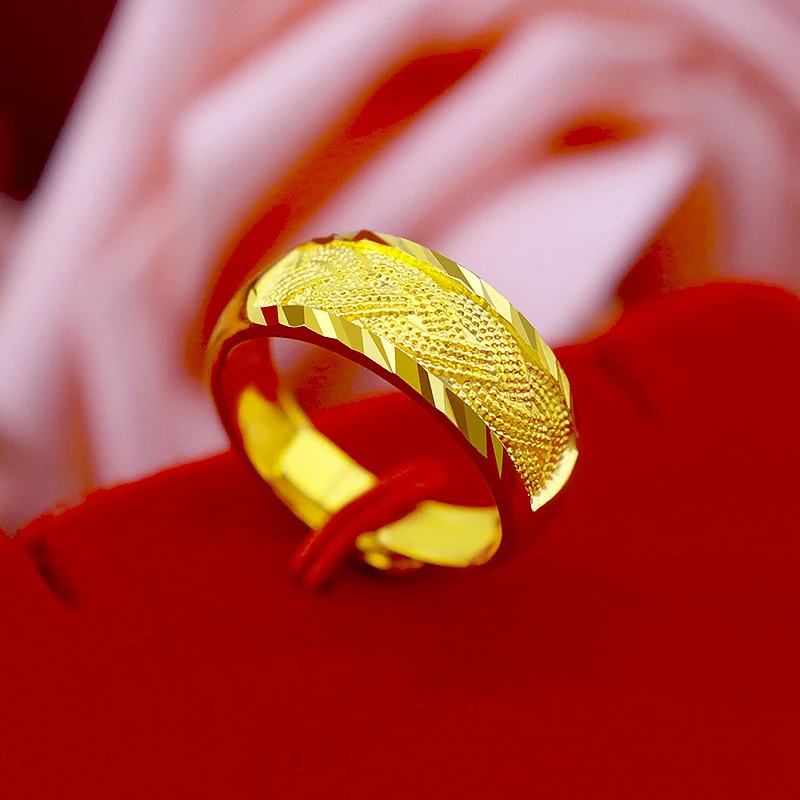 HOYON 14k זהב צבע טבעת לגברים חתונה, אירוסין, תכשיטים חרוטים טוויסט דפוס Anillos כמה להקות אוהבי מתנות יום הולדת
