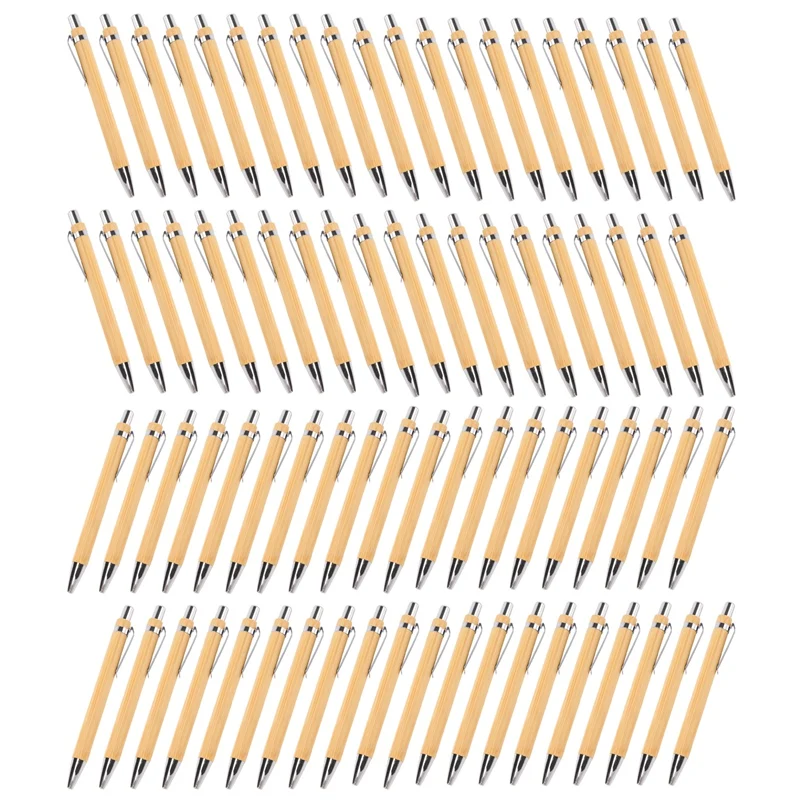 חדש-80 יח 'עט כדורי להגדיר במבוק ועץ כתיבה כלים, 40 יח' דיו שחור & 40 יח ' דיו כחול