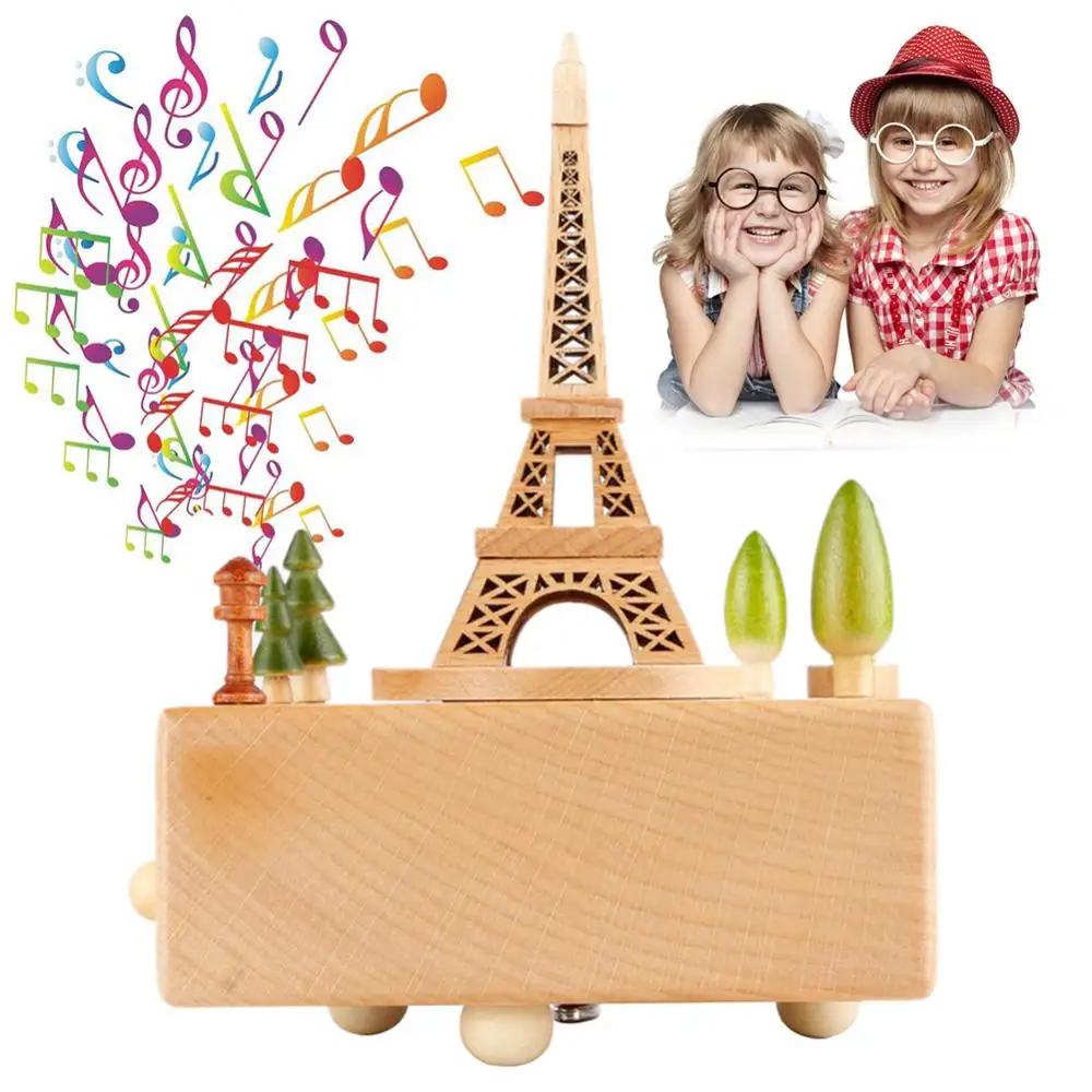 מגדל אייפל בצורת תיבת נגינה מוסיקה קלאסית תיבת מוסיקה הנושא בחורה מתנת יום הולדת פסטיבל מתנות לילדים קישוט הבית מלאכת יד