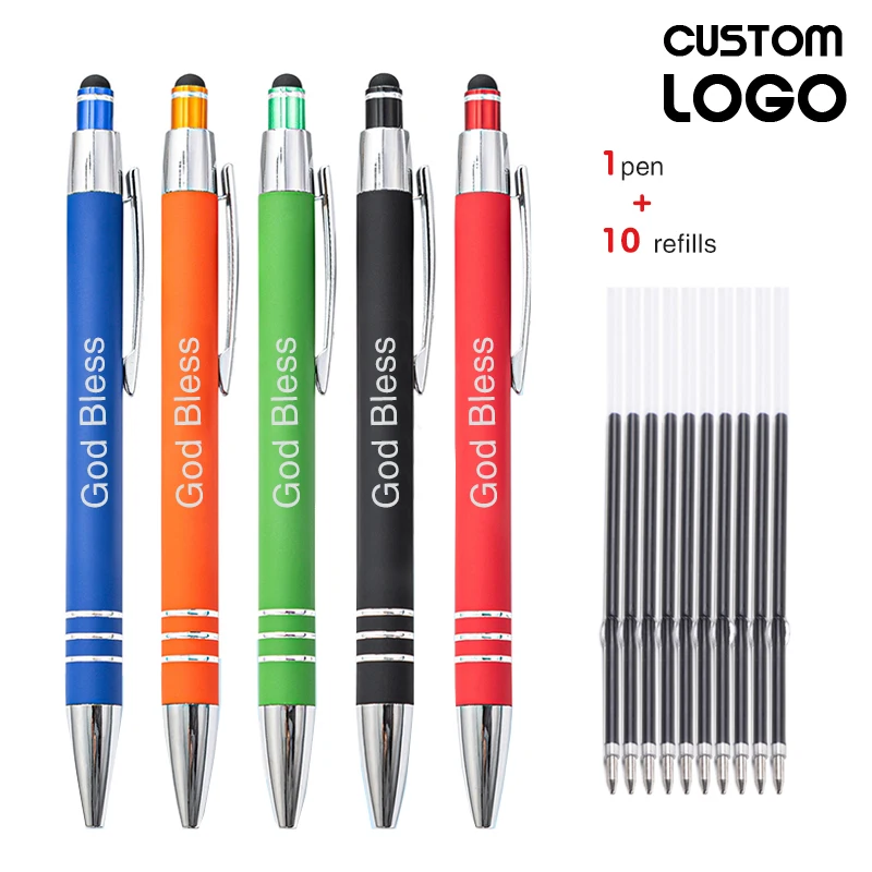 עט+10 מילויים עט כדורי מתכת מותאם אישית לוגו קבל עטים מותאמים אישית מתנות המודעה עט בית הספר מכשירי כתיבה, ציוד משרדי