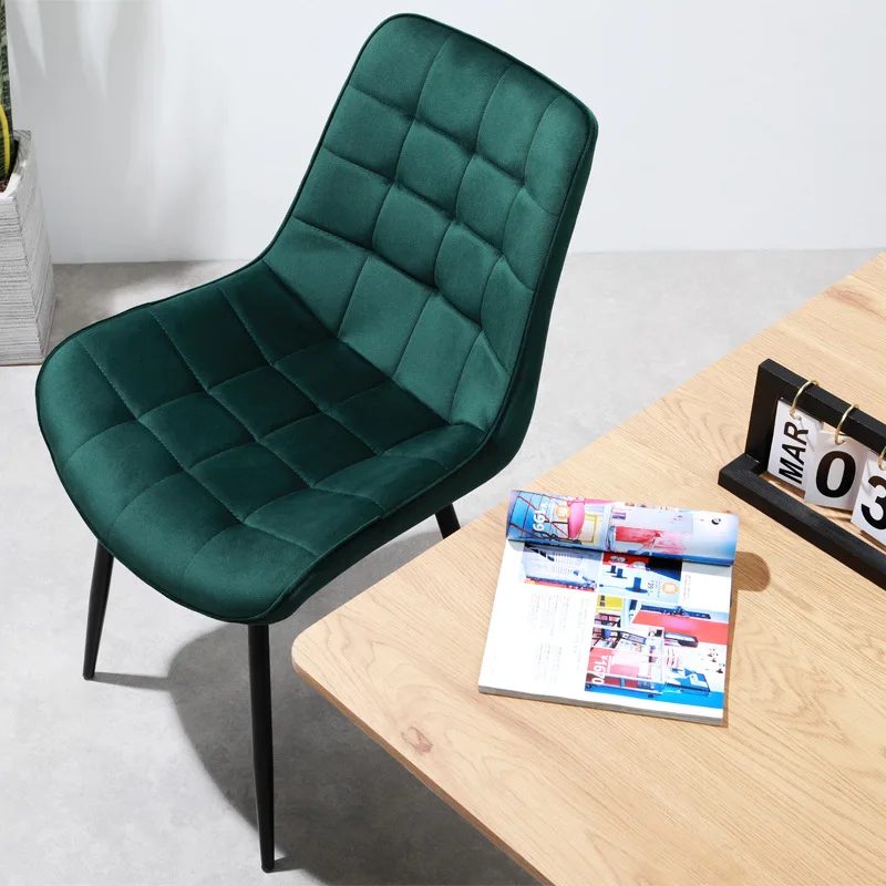 1 חתיכת צ ' ילי כיכר כיסא שחור עם רגלי מתכת, ירוק הקטיפה מושב עיצוב מודרני 46x55x89cm