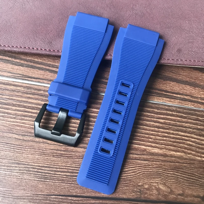 33x 24mm כחול אפור כתום גומי סיליקון PU רצועת שעון לבל צפו רצועת רוס BR01 BR03 הצמיד