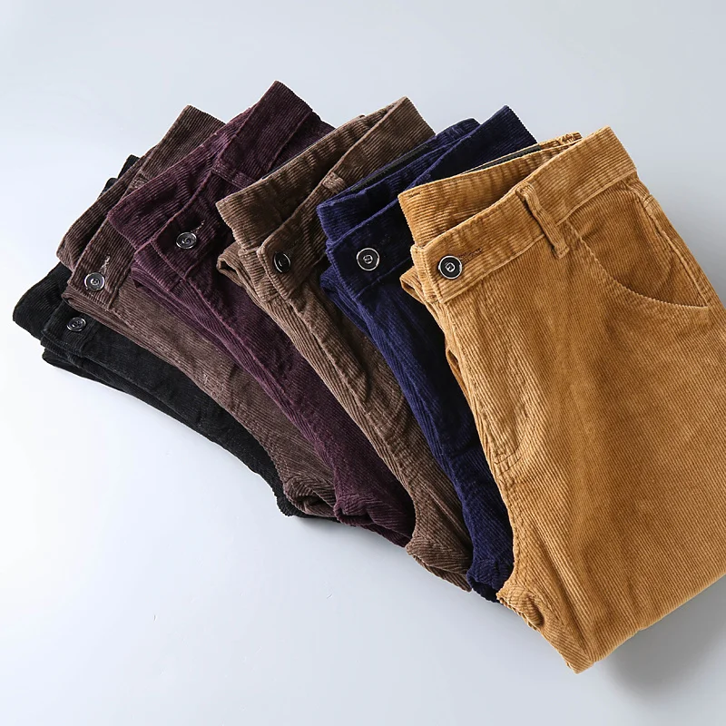 6 צבע של גברים טיק קורדרוי מזדמנים מכנסיים 2023 חורף סגנון חדש לעסק Fasion Stretc Reular להתאים מכנסיים זכר מותג Clotes