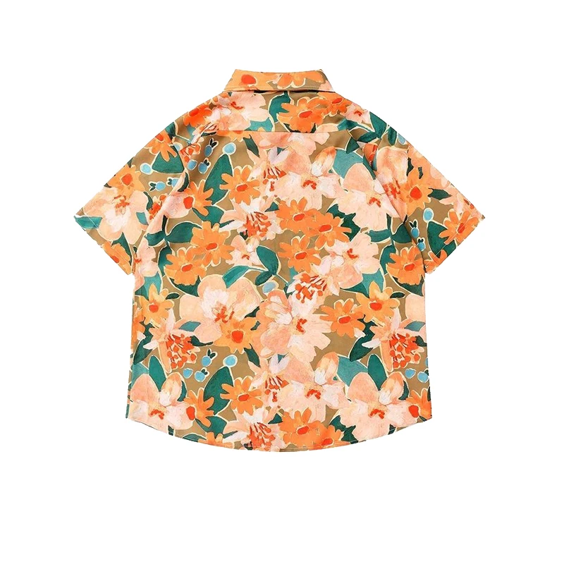 בקיץ חולצות לגברים שרוול קצר וינטג ' פרחוני מודפס חולצת רחוב היפ הופ זוגות חולצת הוואי אופנה חולצה עליון לשני המינים