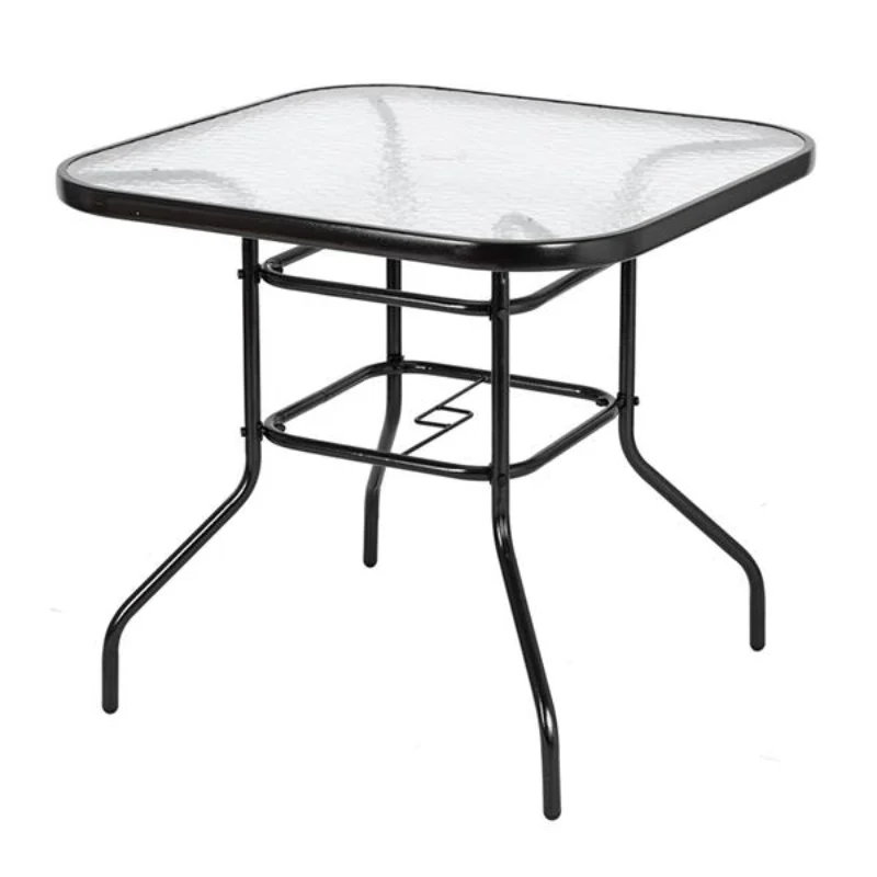 חיצונית שולחן אוכל מרובע זכוכית משוריינת שולחן בחצר הגן שולחן זכוכית[לנו במלאי]