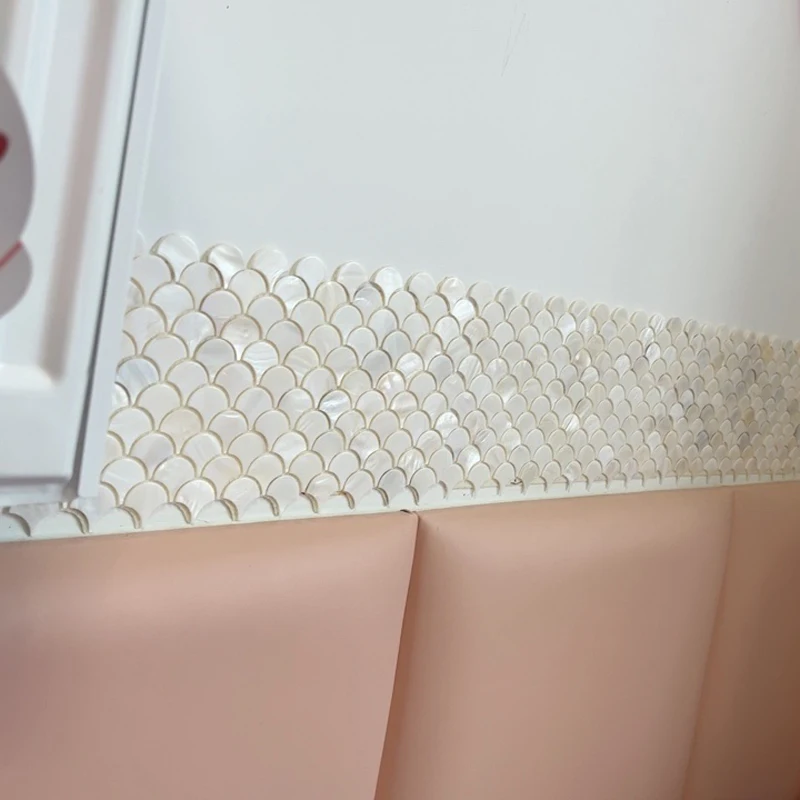 טבעי לבן פנינה קשקשים צדפות פגז פסיפס אריח 30x30cm אמנות מדבקת קיר עיצוב חדר אמבטיה,סלון,מרפסת קישוט