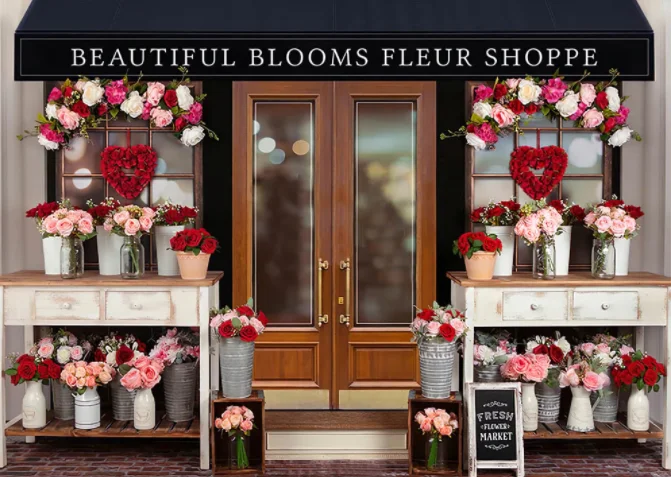 יום האהבה רוז, חנות פרחים צילום רקע יפה פורח פלר כותרת] תמונה רקע של פרחים טריים בשוק אביזרים