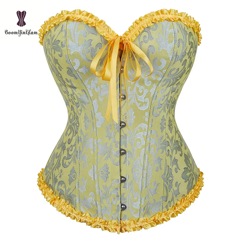 משלוח חינם עיצוב אופנה 8 צבעים בתוספת גודל קפלים corselet נשים מחוך overbust ויקטוריאני תחרה מחוך עצמות 810#