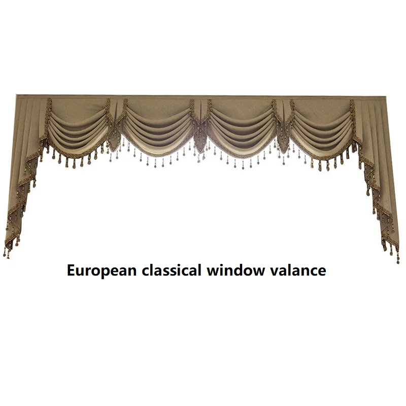 סגנון אירופאי ואלאנס ראשים מגוון רחב של High-end וילון עץ מתאים וילונות הסלון לחדר השינה יוקרה וילון ואלאנס
