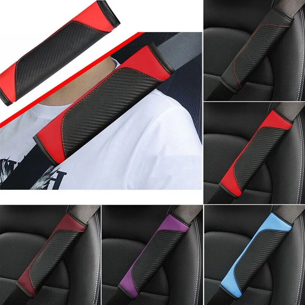 ססגוניות הרכב חגורת בטיחות כיסוי עור PU כתף השומר בטיחות חגורת מגן אביזרי רכב רצועת כתף המכונית כיסוי