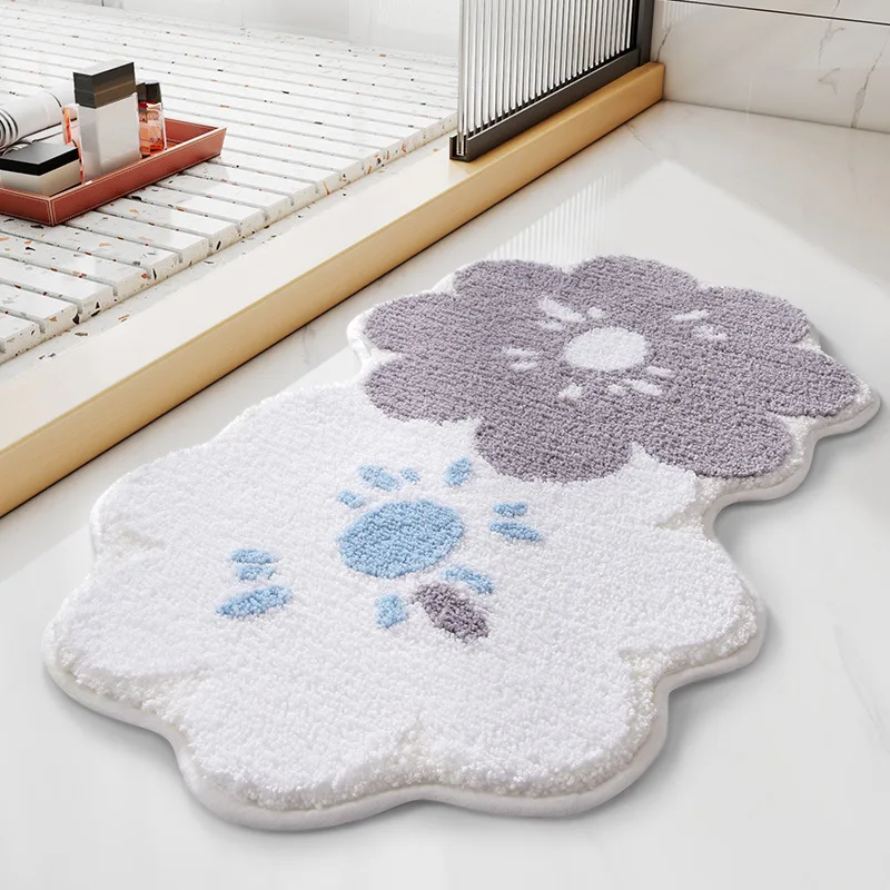 פרח רך המצויץ שטיחון לאמבטיה החלקה רצפת חדר האמבטיה שטיח השטיח בסלון טריים כניסה שטיחון עיצוב הבית השינה שטיחים Dropship