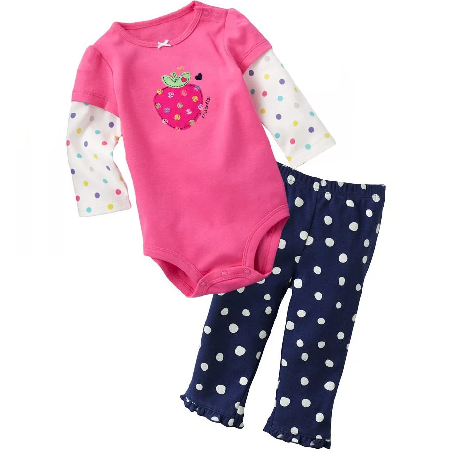 תות תינוק בגדי ילדות חליפה הכוללת מכנסיים ערכות הפעוט אוברול ורוד של ילדה חליפות מכנסיים לתינוק בגד גוף 6-12month