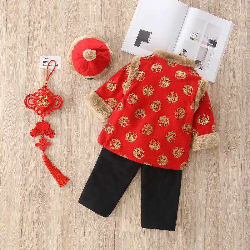 תינוק חג המולד טאנג חליפה בסגנון סיני מסורתי השנה החדשה האביב פעוט, ילד תינוק בגדי חורף סט מתנות יום הולדת