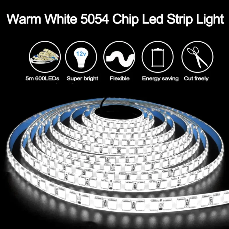 12V הלבן 5054 Led רצועה 5/1M 300 600LEDs אורות Led Fiexible בר אור רצועות תחת הקבינט תאורה אחורית Led הרצועה אורות