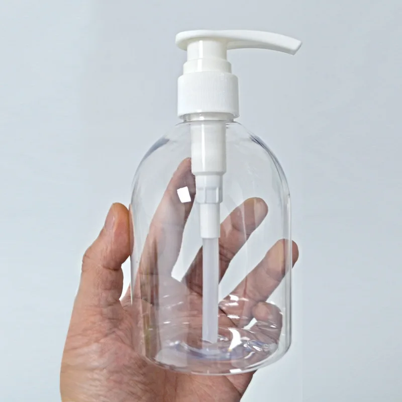 300ML 500ML חדש ריק עגול ברור קוסמטיים אריזה מיכל לבן קרם משאבת PET פלסטיק חומר מחטא בקבוק 10pieces