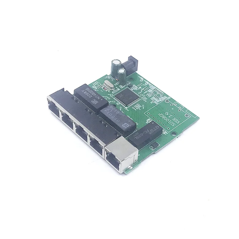 5-port Gigabit switch מודול הוא בשימוש נרחב הוביל קו 5 נמל 10/100/1000 m קשר עם יציאת mini מודול מתג PCBA לוח האם