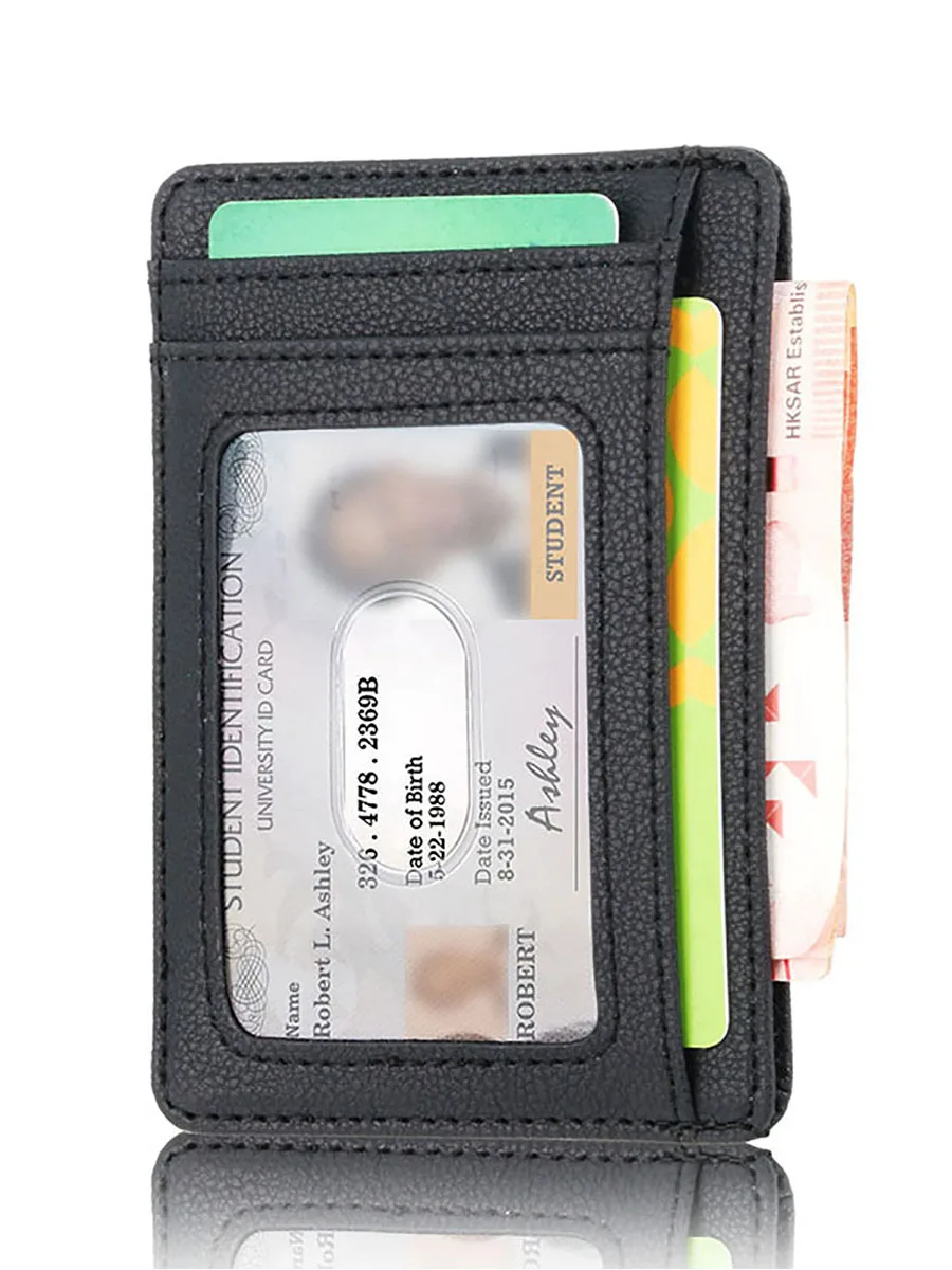 Gebwolf סלים RFID חסימת עור PU ארנק אשראי זהות בעל כרטיס ארנק כסף במקרה לגברים נשים