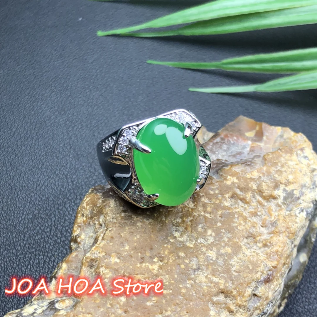 S כסף סטרלינג 925 משובץ טבעי קלצידוני אגת הטבעת המדהימה ירוק ג ' ייד Handring בסדר תכשיטים ואביזרים
