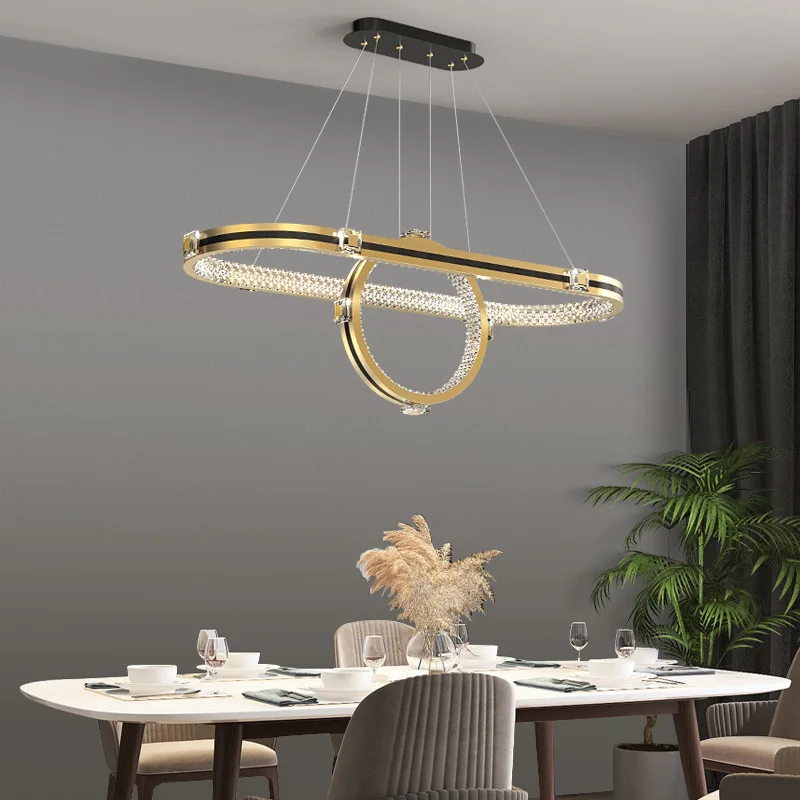 SANDYHA מודרני נורדי יוקרה נברשת המנורה סגנון טבעת מסעדה בר LED האוכל בסלון סיני גופי תאורה