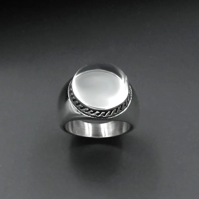 ZORCVENS רטרו להטיל טבעת גבוהה מלוטש פאנק אישיות נירוסטה מראה הטבעת עבור גברים