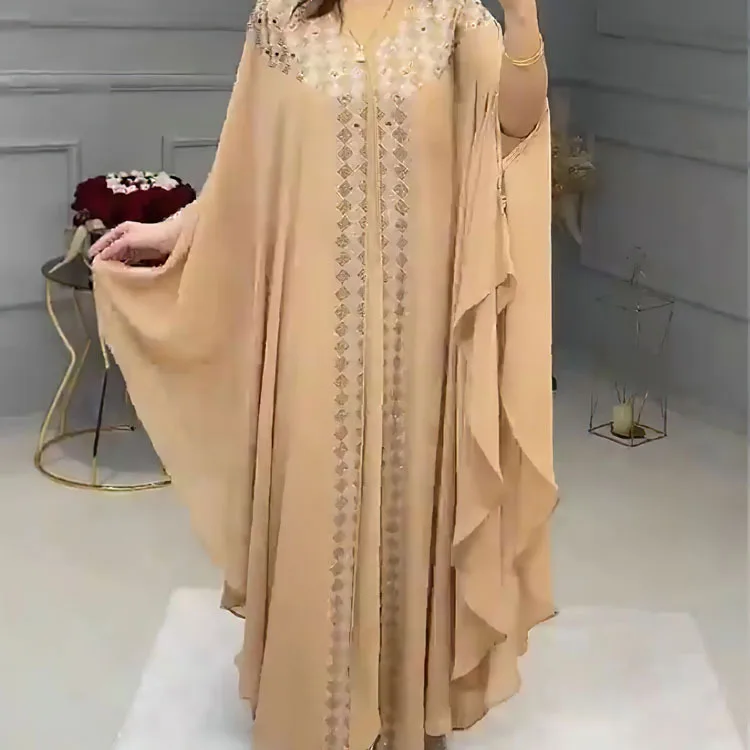 אפריקה אירופה אמריקה שמלות, גלימות פנינים שיפון תעשיות כבדות חם קידוח המזרח התיכון המוסלמים Abaya+הפנימית השמלה