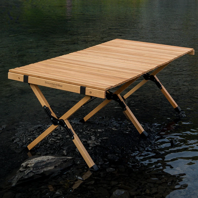 נוח לקמפינג שולחן עץ מלא חומר שולחן פיקניק מתקפל עיצוב חיצוני שולחן התקנה קלה פטיו ריהוט