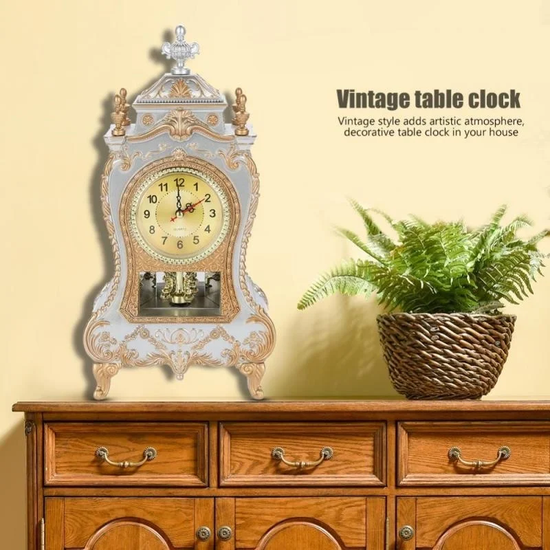 שולחן שעון מעורר בציר שעון קלאסי תמלוגים יושב בחדר שולחן הקיסרי ריהוט יצירתיים לשבת שעון המטוטלת