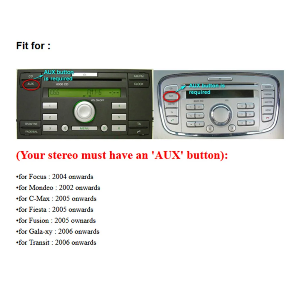 12Pin המכונית AUX USB אודיו Bluetooth כבל מתאם מיקרופון אוטומטי החלפת אביזרים עבור פורד 6000CD רדיו