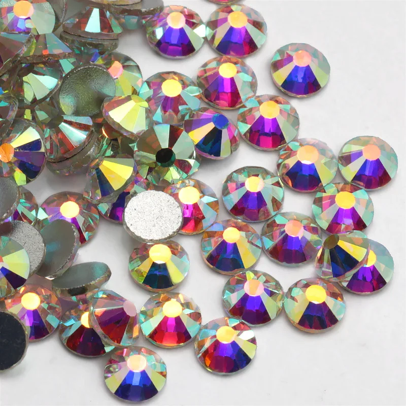1440pcs SS20 עגול צבע הצביע סוכל בחזרה קריסטל צ ' כית אמנות ציפורן יהלומים מלאכותיים תכשיטי זכוכית Strass Chatons אבן מניקור קסם