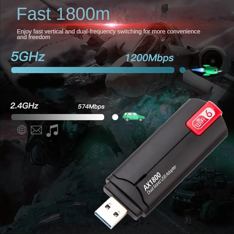 1800Mbps Wifi 6 מתאם USB 3.0 2.4 G 5.8 G WiFi6 Dongle כרטיס רשת תומך Win 7 10 11 PC