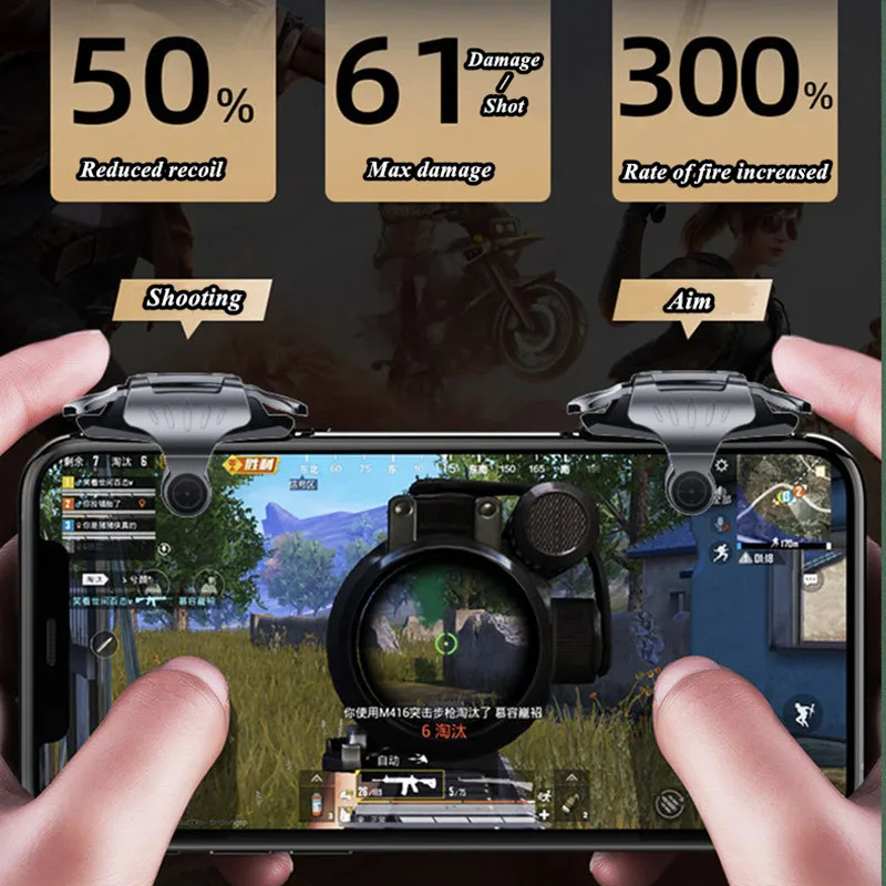 2Pcs נייד PUBG בקר משחק Gamepad ההדק לכוון כפתור הירי L1R1 Gamepad ' ויסטיק ההדק לאייפון אנדרואיד טלפון חכם