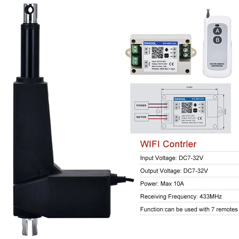 400mm שבץ ליניארי למפעיל RF Controller סוגר ערכת WIFI Remote Control DC12V 24V 40 מ 