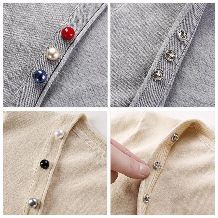 6pcs כפתור סיכה חיקוי פרל מעגל סיכה סיכות החולצה סוודר סיכות Pin אביזרי ביגוד תכשיטים סיכות לנשים