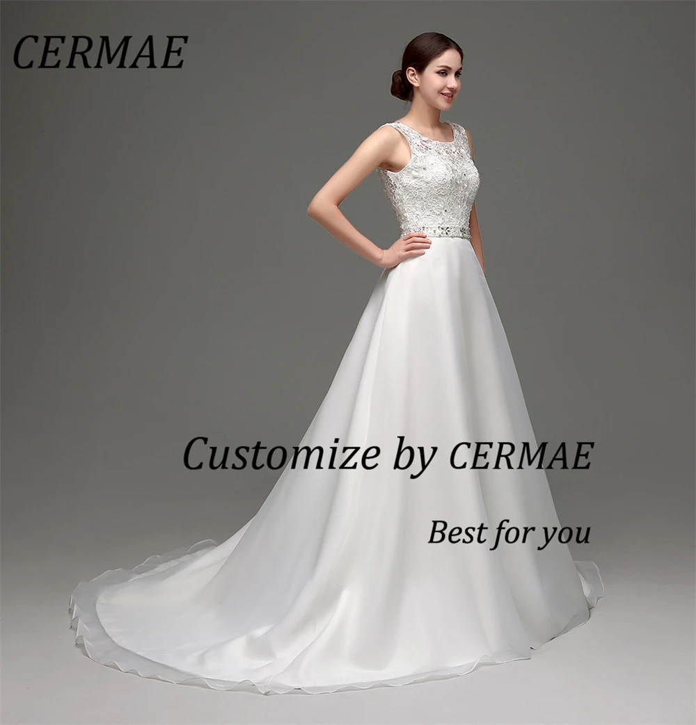 CERMAE קו A שיפון חרוזים חתונה שמלת Rhineston לנשף לבן רכבת משפט תחרה שמלות ערב לנשים 2023 תמונה מפעל מחיר
