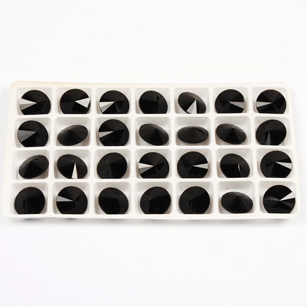 K9 זכוכית שחור סילון DIY תכשיטי אבני חן Pointback ריבולי אביזרים גבישים עגולים אמנות ציפורן אספקה אבנים