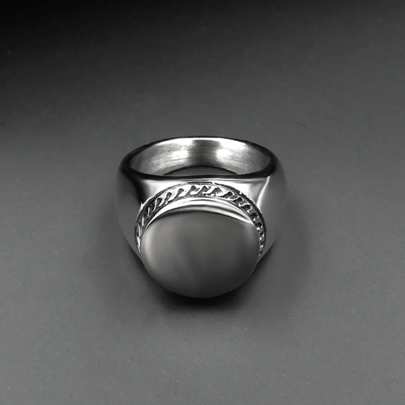 ZORCVENS רטרו להטיל טבעת גבוהה מלוטש פאנק אישיות נירוסטה מראה הטבעת עבור גברים