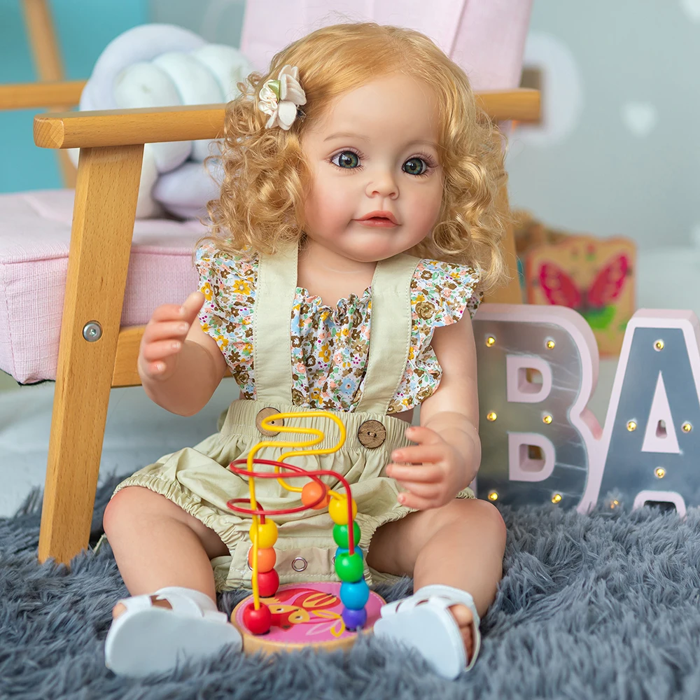 בלונדינית ילדה תינוק חמוד מחדש בובה 22 אינץ מציאותי גלי מציאותי נסיכת פעוט ביבי מתנת יום הולדת עבור ילדים בנות