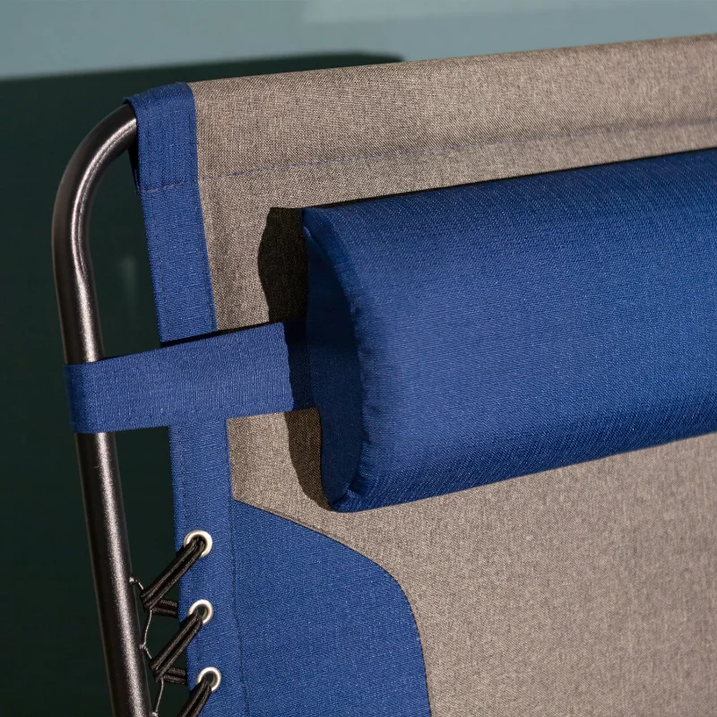 גדול מרופד אפס כבידה טרקלין כיסא מתכוונן ראויים לשתייה קמפינג בכיסא כבד עם מסגרת פלדה עם מחזיק כוסות, כחול