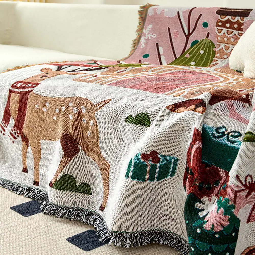 ורוד חג המולד שטיח מעובה סרוגים השמיכה של בעלי חיים חמודים ספה כרית מפת שולחן קומה כרית כיסוי חיצוני קמפינג