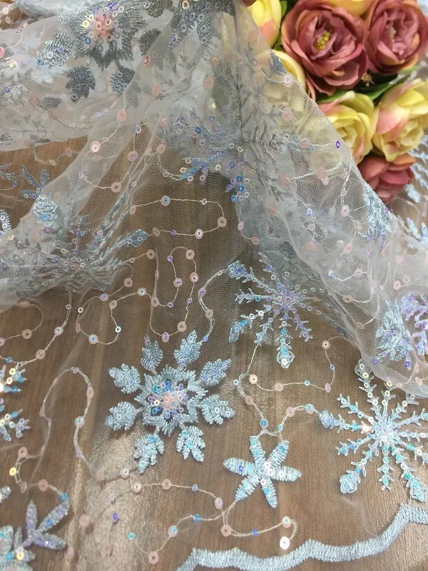 לוליטה נצנצים רשת בגדי ילדים תחרה, רקמה בד קרח שלג למינציה חרוז אביזרים