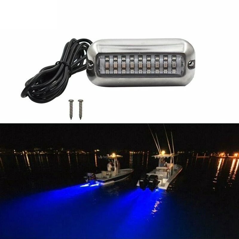 10Pcs 27 LED-הכחול אל חלד אורות מתחת למים סירות ימיים הסירה המשקוף