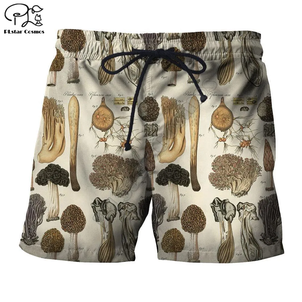 PLstar קוסמוס יפה פטריות קצרים חוף 3D מודפס הקיץ מזדמנים גברים מכנסיים קצרים חופשי מהיר ייבוש קצרים.