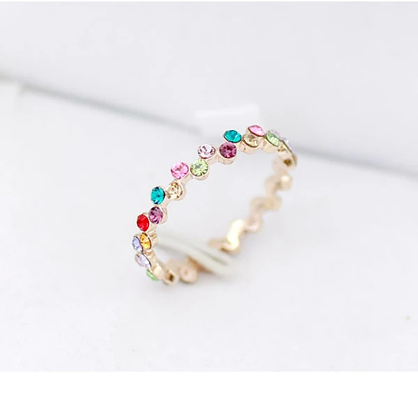 אופנתי טבעות קריסטל בוהמיה תכשיטים הסיטוניים רוז זהב צבע אופנה טבעת צבעוני לנשים מתנה